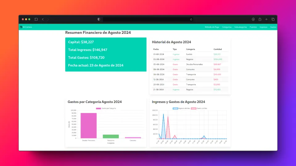 Captura de pantalla del proyecto projects/MiCartera.webp