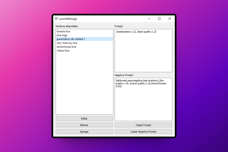 Captura de pantalla del proyecto projects/promtmanager.webp